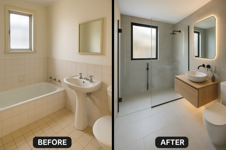Outdated bathroom before renovation